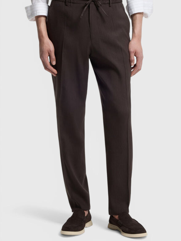 Linen blend trousers - 1