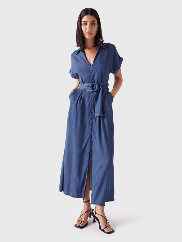 Belted blue dress - 1
