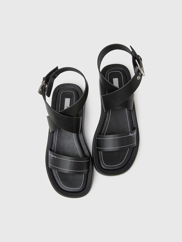 SUMMER LOGY black eco leather sandals - 6