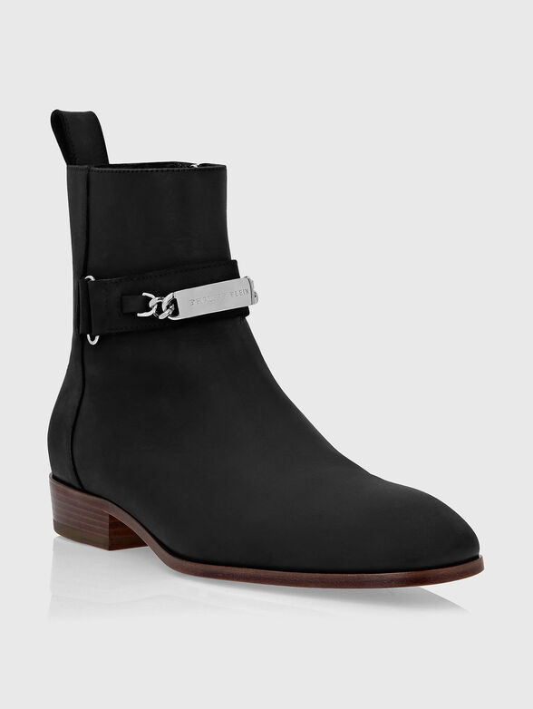 Leather boots with logo accent - 2