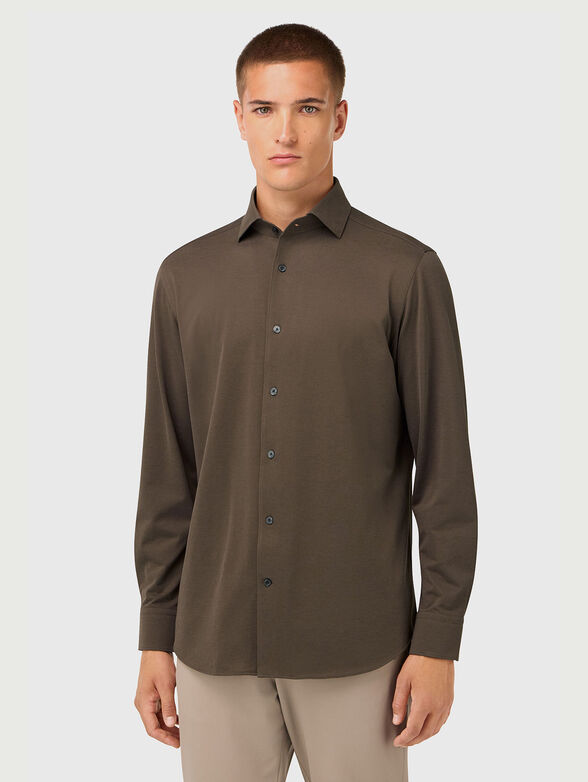 Long sleeved cotton blend shirt - 1