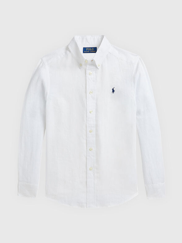 White linen shirt with logo embroidery - 1