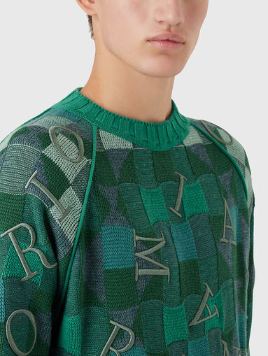 Sweater with oval neckline and logo embroidery - 4