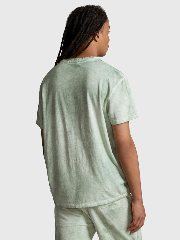 Green T-shirt with logo embroidery and pocket - 3