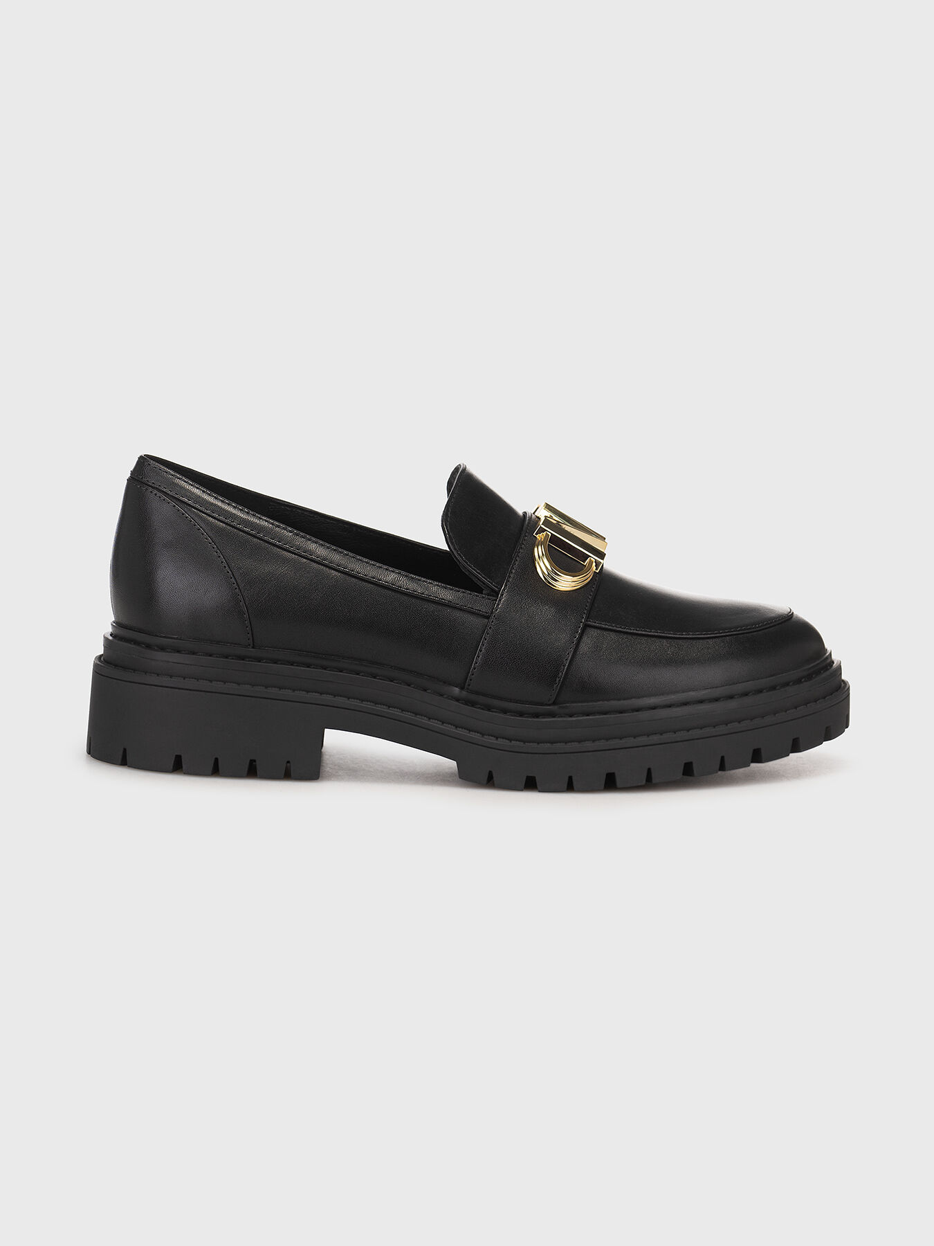 PARKER black leather loafers brand MICHAEL KORS