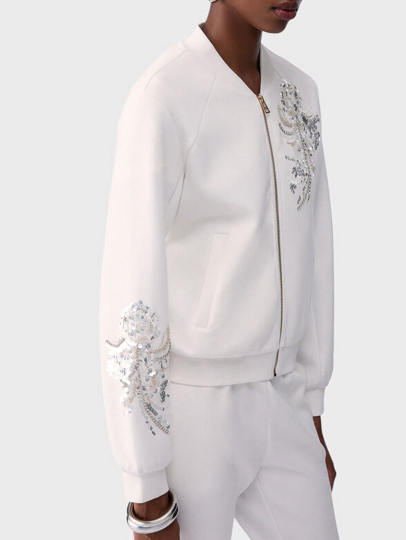 Sweatshirt with zip and bejewelled embellishment - 4