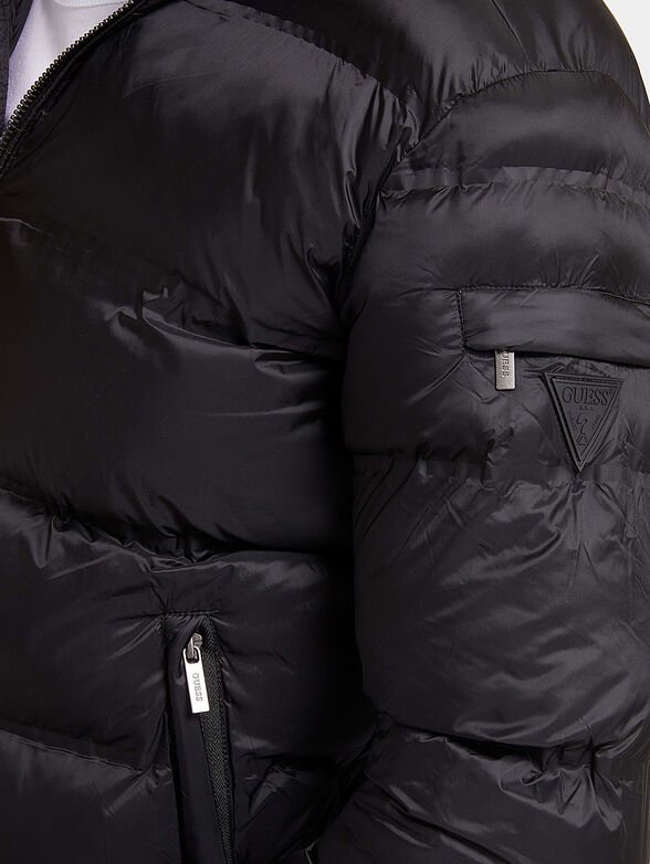 Black high-neck padded down jacket - 3