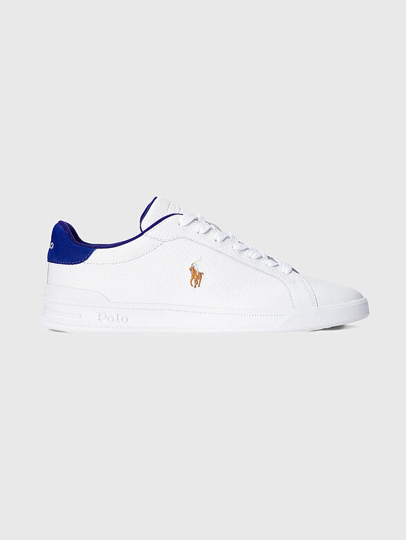 Leather sports shoes with logo embroidery - 1