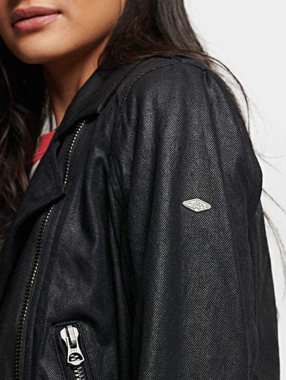 Black biker jacket with metal details - 4