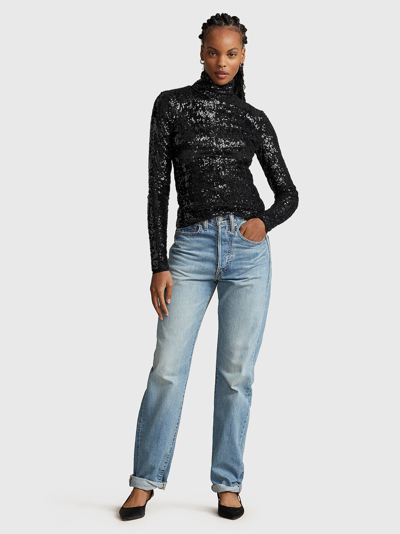 Sequin embellished turtleneck blouse brand POLO RALPH LAUREN Globalbrandsstore en