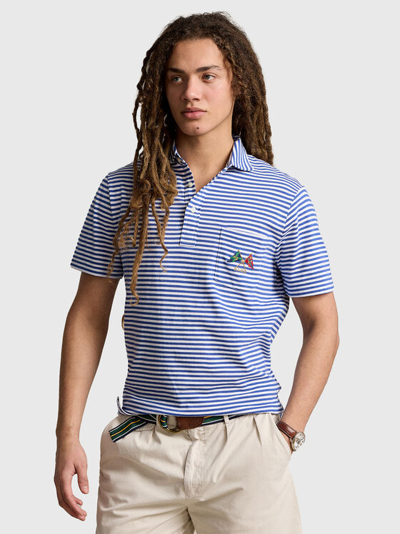 Striped Polo-shirt with embroidered pocket - 1