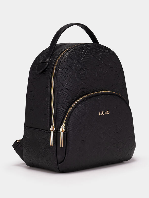 Black backpack with embossed logo - 3