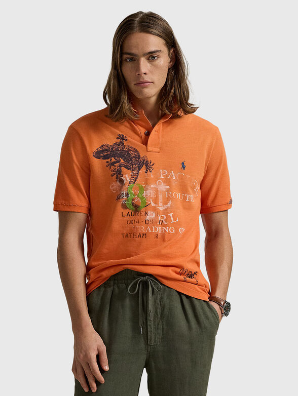 Cotton polo shirt with print - 0