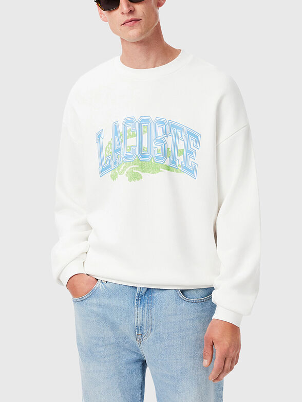 Green sweatshirt with contrasting logo print - 1
