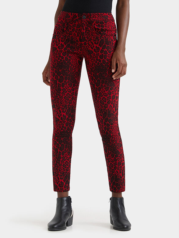 Animal print slim trousers - 1