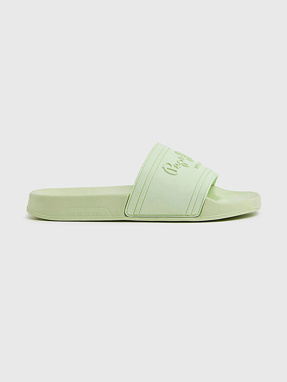 Green beach slippers with logo accent - 1