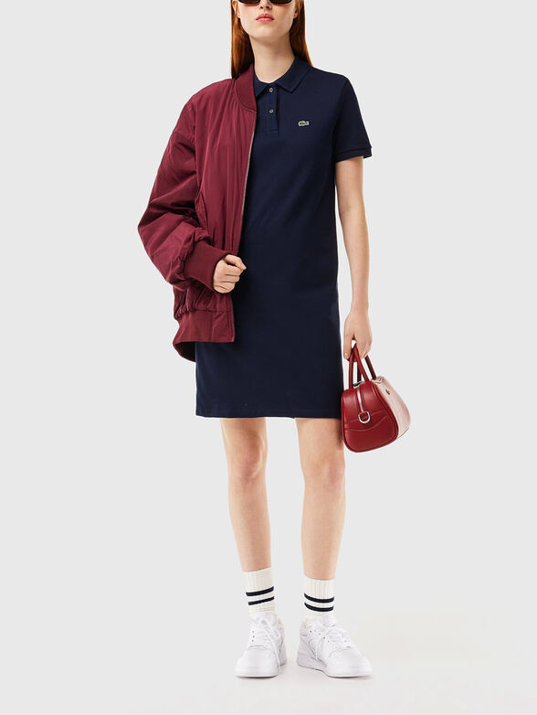 Dark blue piqué knit polo dress - 4