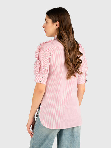 Cotton shirt with accent sleeves - 3