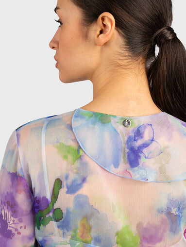 Blouse with puffed sleeves and floral print - 5
