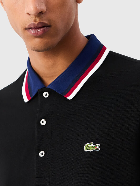 Black polo shirt with contrast collar - 4