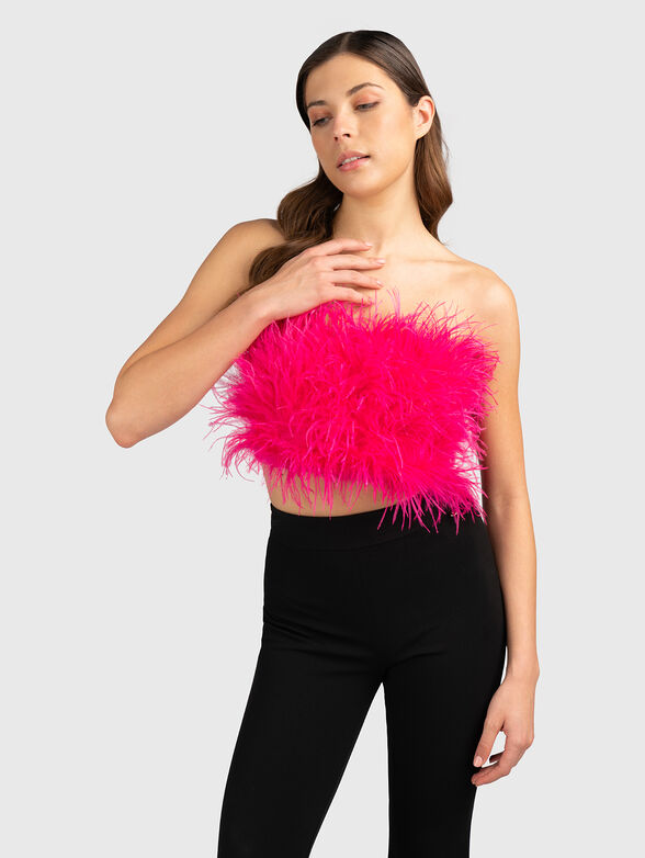 Black bandeau top with feathers - 1