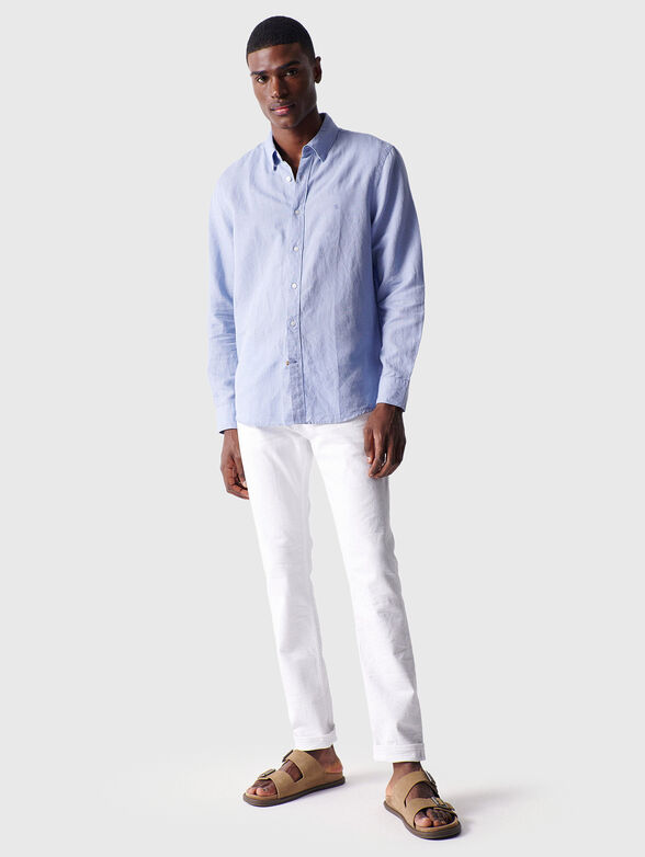 Light blue linen and cotton shirt - 2