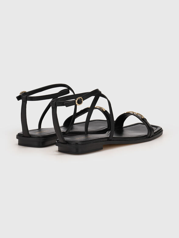 Leather sandals with logo - 3