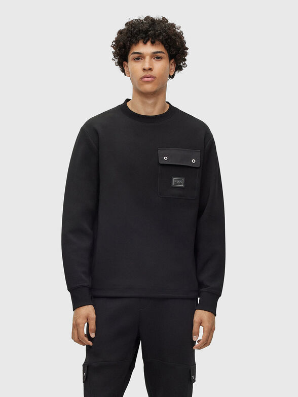 Cotton blend sweatshirt with accent pocket - 1