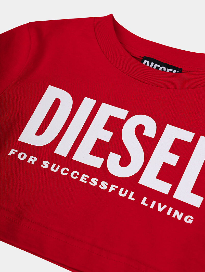 Cropped red T-shirt with logo print - 3