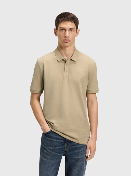 Beige cotton polo shirt - 1