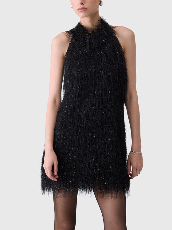 Black mini dress with fringe - 1