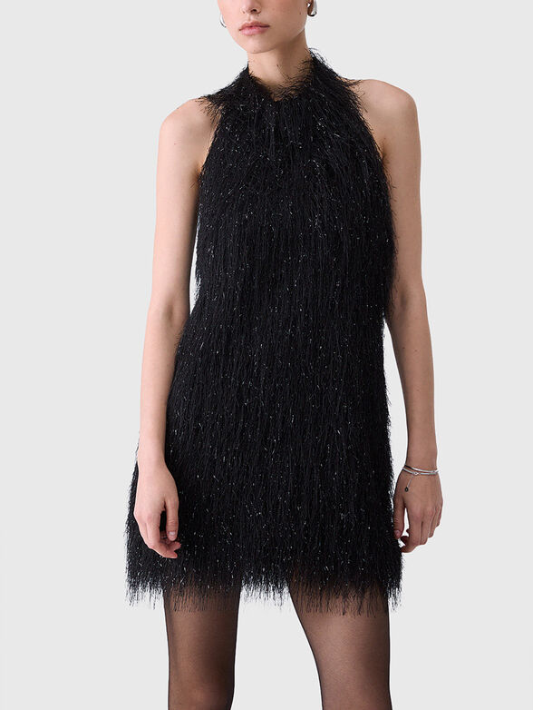 Black mini dress with fringe - 1
