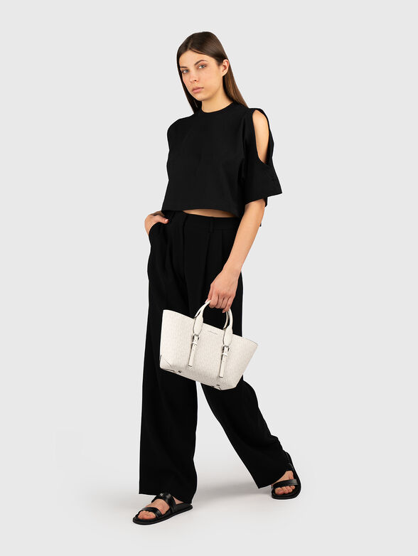Cropped T-shirt with cut out elements - 1
