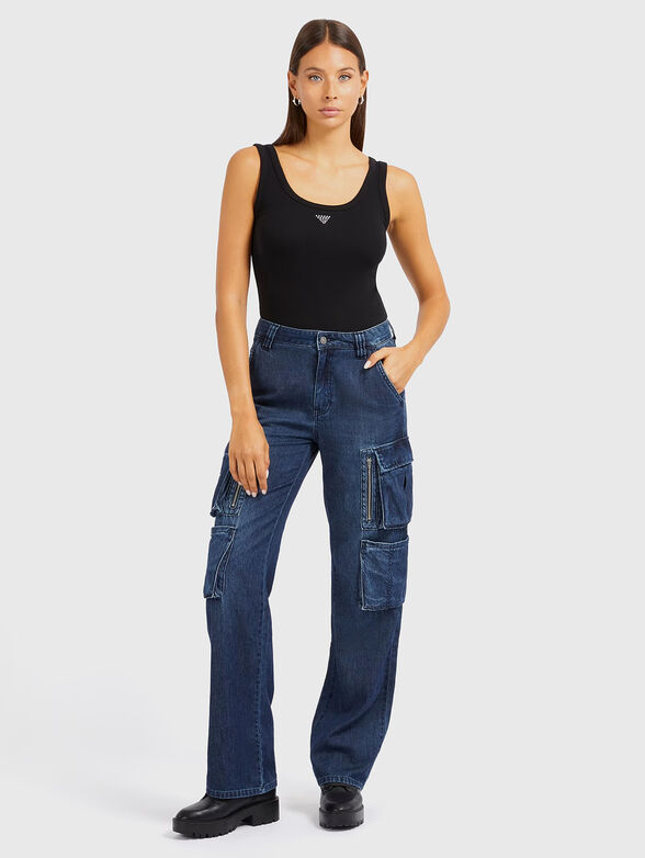 Black ripped cotton blend top - 2