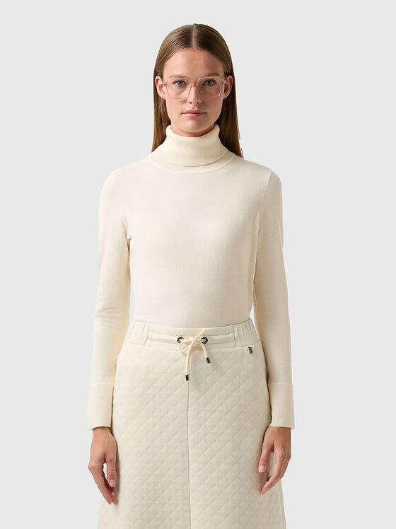 Вълнен пуловер VINNY с копринен бленд и акцентни маншети - 1