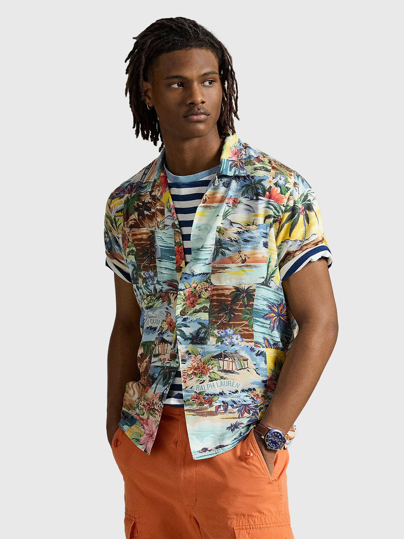 Short-sleeved shirt with patchwork print brand POLO RALPH