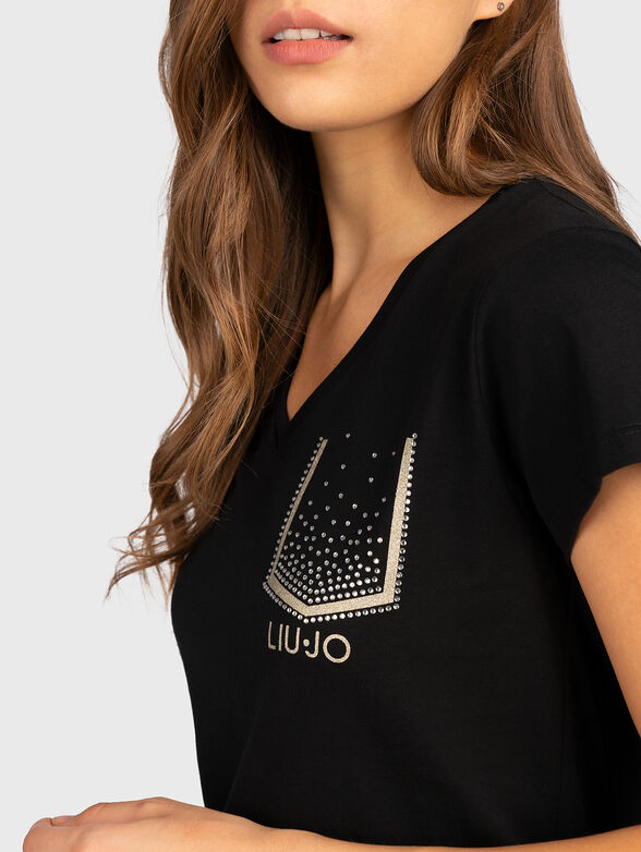 Black T-shirt with logo accent - 4