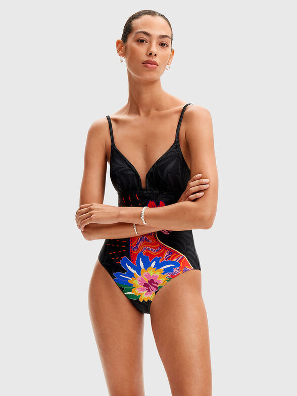 One-piece swimsuit with contrast print - 1