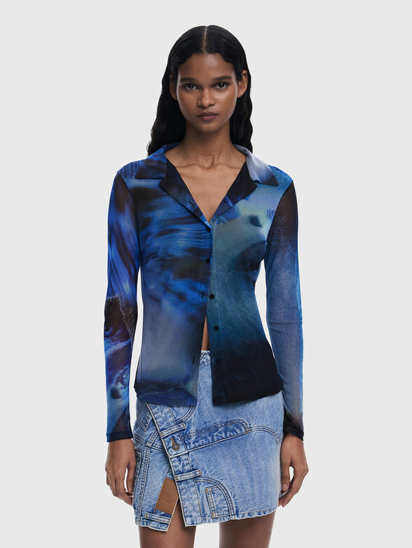 Tulle shirt with abstract print - 1