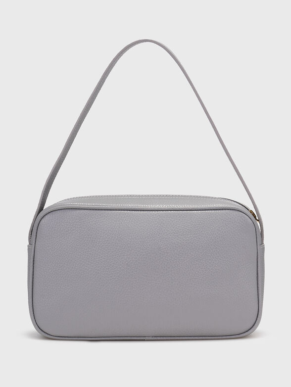 Small leather bag with logo in beige - 2