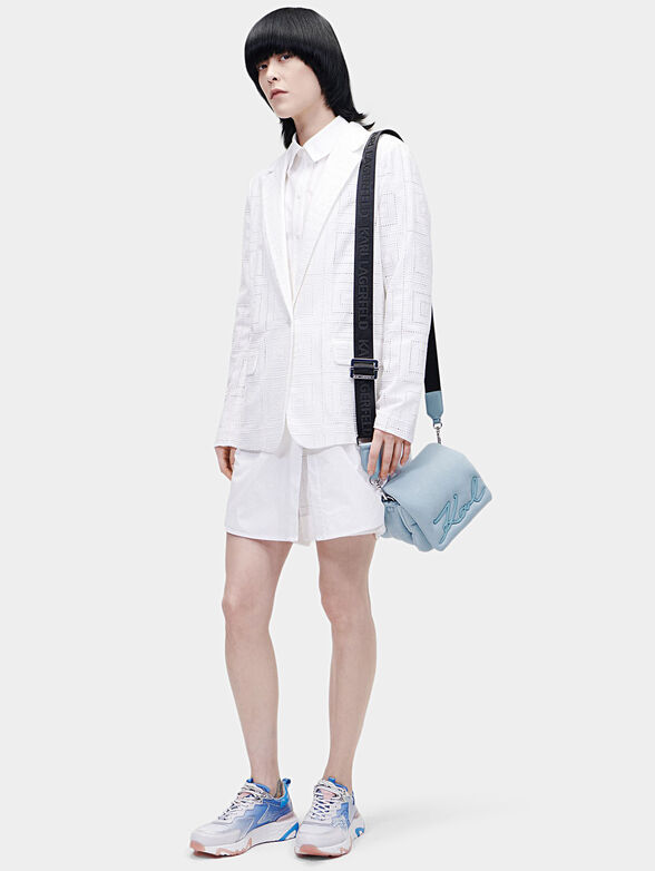 Black cotton blazer with openwork embroidery - 2