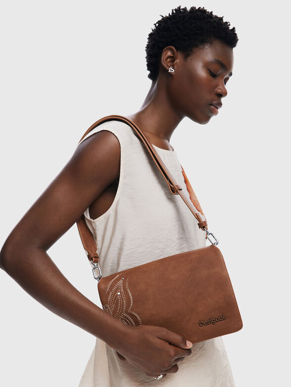 Brown bag with accent embroidery - 2