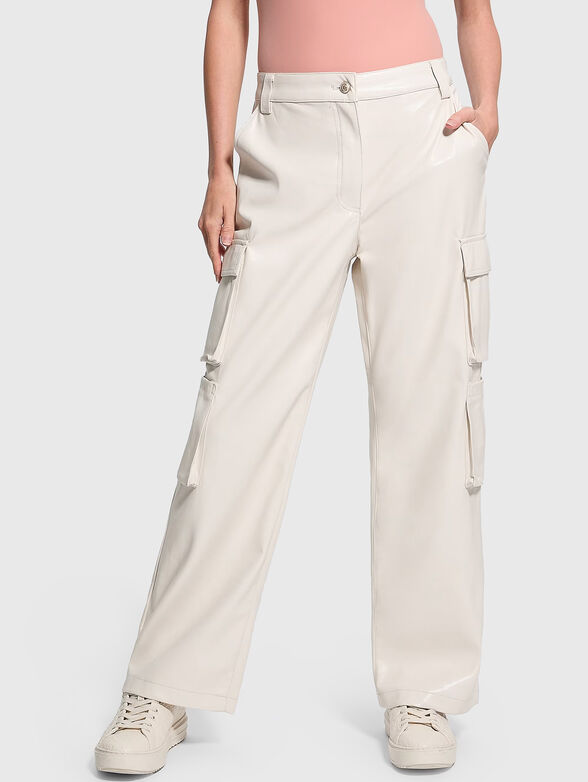 KORI black cargo trousers in faux leather  - 1