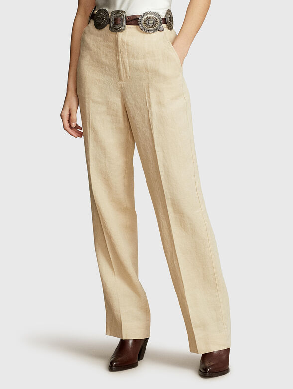 Linen trousers in ecru colour - 1