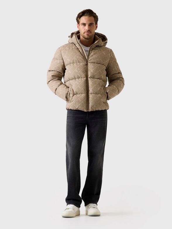 Padded jacket with hood and logo print - 2