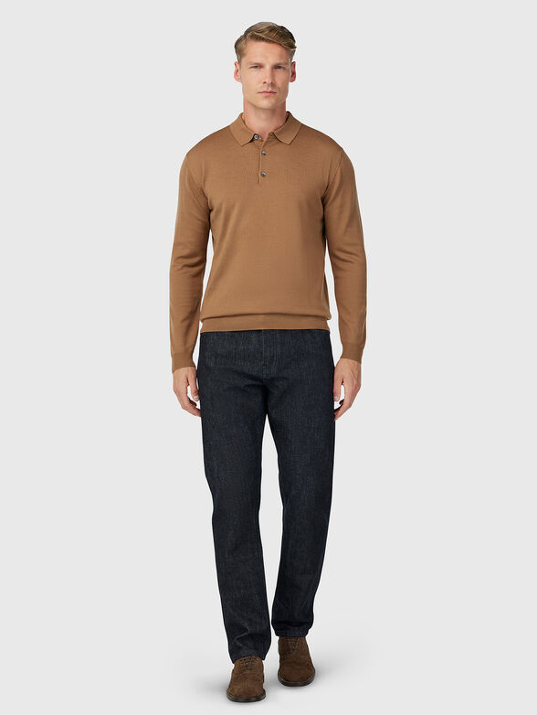 Wool polo shirt with long sleeves  - 2