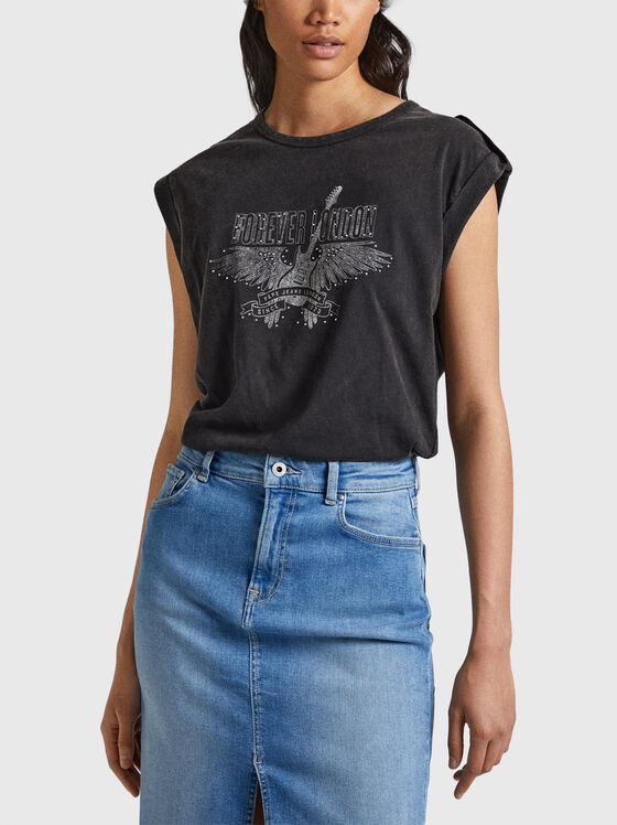 COCO cotton T-shirt with rhinestones - 1
