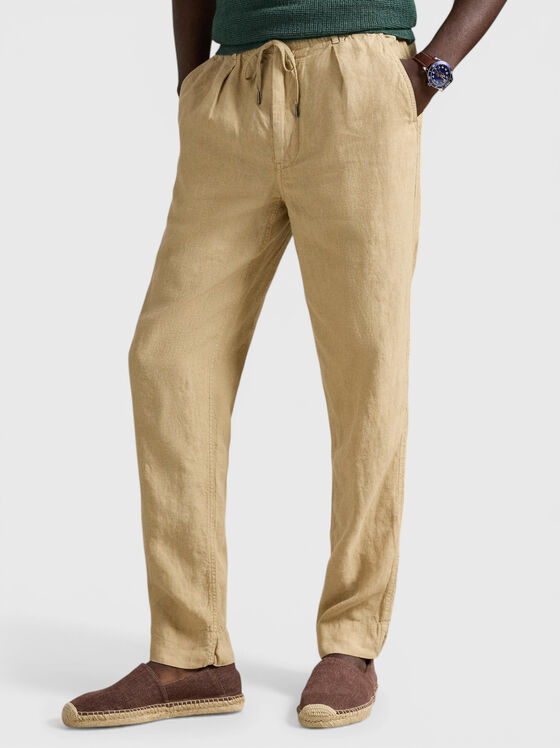 Ленен панталон с еластична талия - 1