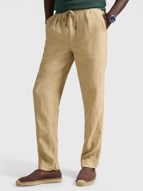 Linen pants with elastic waist - 1