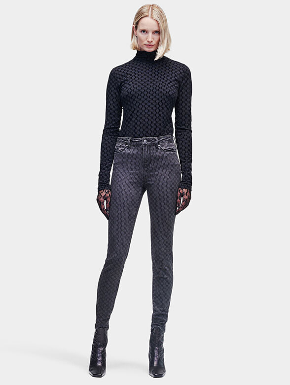 KL MONOGRAM Skinny jeans with monogram logo print - 1